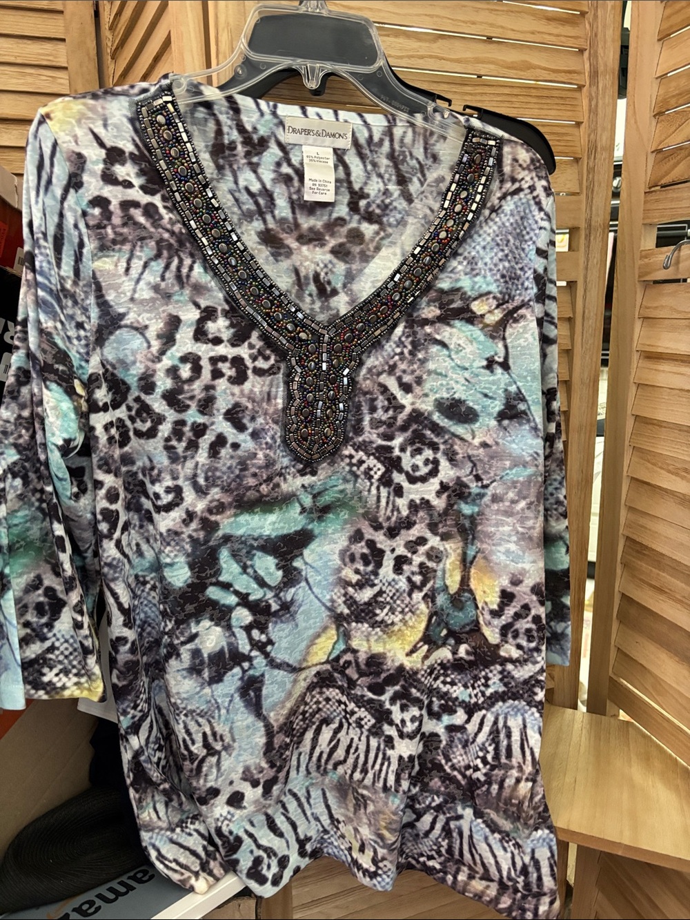 Drapers and Damon’s V-Neck Mixed Print Women's Tunic Large